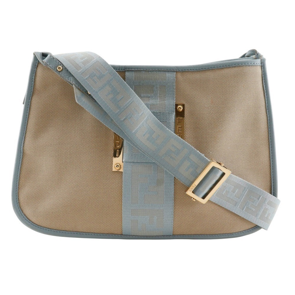 FENDI Cream Canvas Shoulder Bag